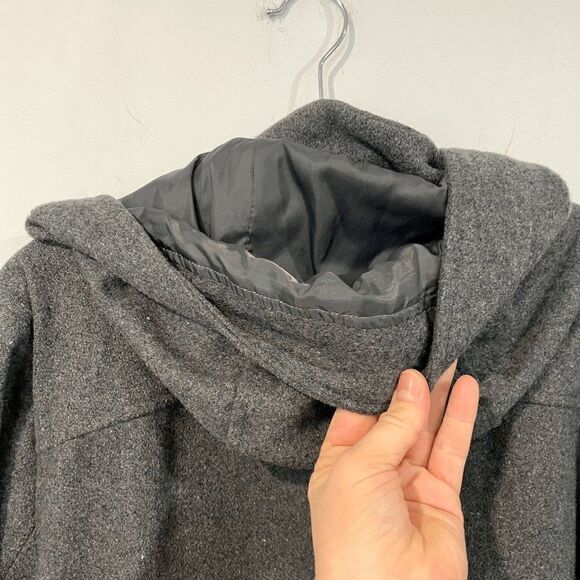 Tradition Women's Hooded Wool Peacoat Coatigan In Gray XL - Picture 5 of 10